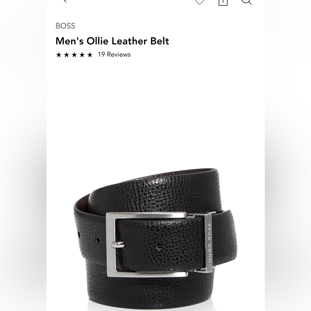 Men’s OLLIE Black cow leather belt by Hugo Boss - size 34 - nickel tone - new